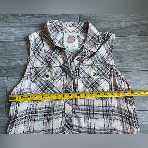 Anthro Ash & Ember Plaid Sleeveless Button Down Shirt Dress, pockets—size Med••• - Picture 13 of 14